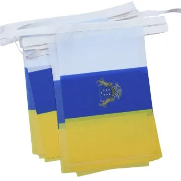 GUIRLANDE 6 mètres 20 DRAPEAUX CANARIES 21x15 cm - DRAPEAU DE CANARIAS 15 x 21 cm