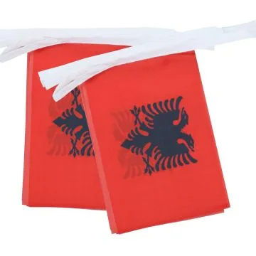 GUIRLANDE 6 mètres 20 DRAPEAUX ALBANIE 21x15 cm - DRAPEAU ALBANAIS 15 x 21 cm
