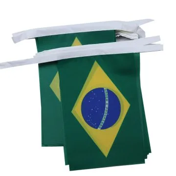 GUIRLANDE 6 mètres 20 DRAPEAUX BRÉSIL 21x15 cm - DRAPEAU BRÉSILIEN 15 x 21 cm