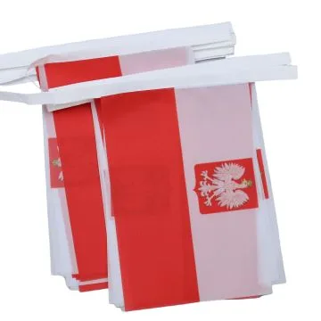 GUIRLANDE 6 mètres 20 DRAPEAUX POLOGNE AVEC AIGLE 21x15 cm - DRAPEAU POLONAIS 15 x 21 cm