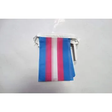 Guirlande 6 mètres 20 Drapeaux Arc-en-Ciel Transgenre 21x15 cm - Drapeau transgenre 15 x 21 cm