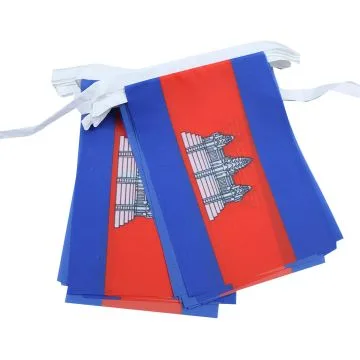 GUIRLANDE 6 mètres 20 DRAPEAUX CAMBODGE 21x15 cm - DRAPEAU CAMBODGIEN 15 x 21 cm