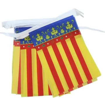 Guirlande 6 mètres 20 Drapeaux Communauté Valencienne 21x15 cm - Drapeau de Valence 15 x 21 cm