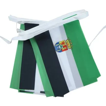 Guirlande 6 mètres 20 Drapeaux Estrémadure 21x15 cm - Drapeau de Extremadura 15 x 21 cm