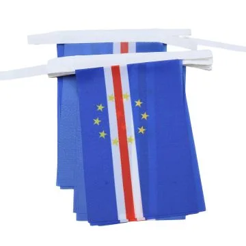 GUIRLANDE 6 mètres 20 DRAPEAUX CAP VERT 21x15 cm - DRAPEAU CAP-VERDIEN 15 x 21 cm