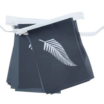 Guirlande 6 mètres 20 Drapeaux Nouvelle-Zélande All Black 21x15 cm - Drapeau néo-zélandais 15 x 21 cm