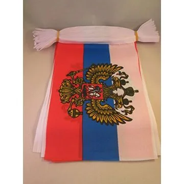 GUIRLANDE 6 mètres 20 DRAPEAUX RUSSIE AVEC AIGLE 21x15 cm - DRAPEAU RUSSE 15 x 21 cm
