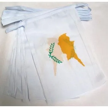 GUIRLANDE 6 mètres 20 DRAPEAUX CHYPRE 21x15 cm - DRAPEAU CHYPRIOTE 15 x 21 cm