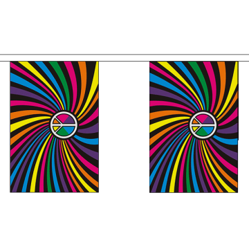 Guirlande 6 mètres 20 Drapeaux Arc-en-Ciel Tourbillon 21x15 cm - Drapeau gay 15 x 21 cm