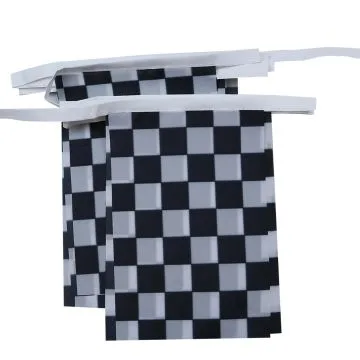 GUIRLANDE 6 mètres 20 DRAPEAUX À DAMIER NOIR ET BLANC 21x15 cm - DRAPEAU POUR LA COURSE AUTOMOBILE 15 x 21 cm