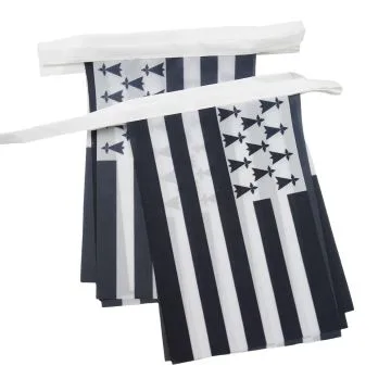 GUIRLANDE 6 mètres 20 DRAPEAUX BRETAGNE 21x15 cm - DRAPEAU BRETON 15 x 21 cm