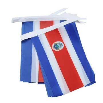 GUIRLANDE 6 mètres 20 DRAPEAUX COSTA RICA 21x15 cm - DRAPEAU COSTARICAIN 15 x 21 cm
