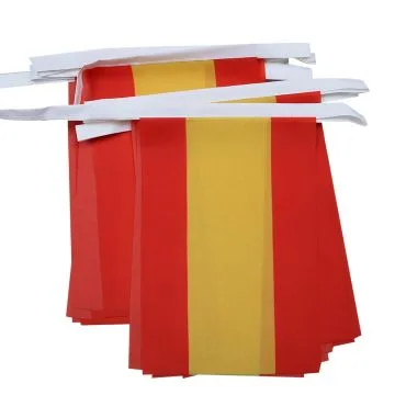 GUIRLANDE 6 mètres 20 DRAPEAUX ESPAGNE SANS ARMOIRIES 21x15 cm - DRAPEAU ESPAGNOL 15 x 21 cm