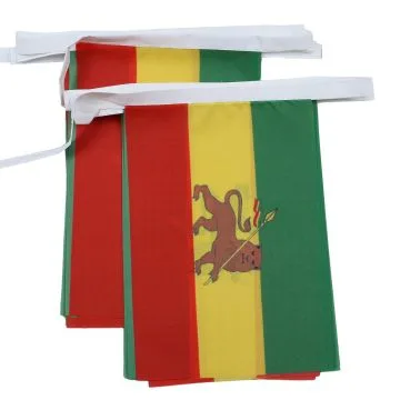 GUIRLANDE 6 mètres 20 DRAPEAUX ETHIOPIE AVEC LION 21x15 cm - DRAPEAU ÉTHIOPIEN 15 x 21 cm