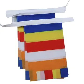 Guirlande 6 mètres 20 Drapeaux Bouddhiste 21x15 cm - Drapeau bouddhiste 15 x 21 cm