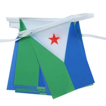 GUIRLANDE 6 mètres 20 DRAPEAUX DJIBOUTI 21x15 cm - DRAPEAU DJIBOUTIEN 15 x 21 cm