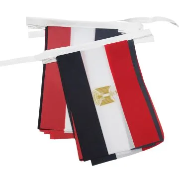 GUIRLANDE 6 mètres 20 DRAPEAUX EGYPTE 21x15 cm - DRAPEAU EGYPTIEN 15 x 21 cm