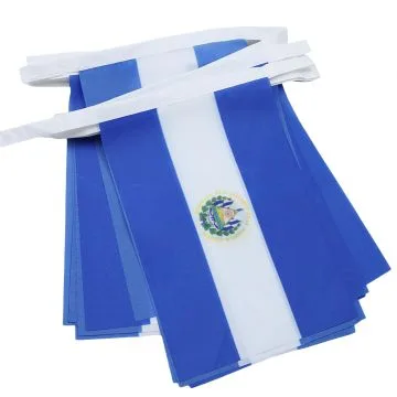 GUIRLANDE 6 mètres 20 DRAPEAUX EL SALVADOR 21x15 cm - DRAPEAU SALVADORIEN 15 x 21 cm