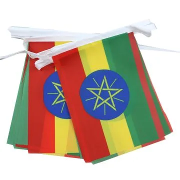GUIRLANDE 6 mètres 20 DRAPEAUX ETHIOPIE 21x15 cm - DRAPEAU ETHIOPIEN 15 x 21 cm