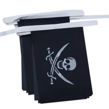 GUIRLANDE 6 mètres 20 DRAPEAUX PIRATE JACK RACKHAM 21x15 cm - DRAPEAU CORSAIRE 15 x 21 cm