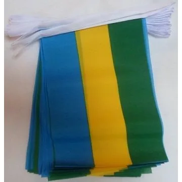 GUIRLANDE 6 mètres 20 DRAPEAUX GABON 21x15 cm - DRAPEAU GABONAIS 15 x 21 cm