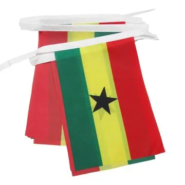 GUIRLANDE 6 mètres 20 DRAPEAUX GHANA 21x15 cm - DRAPEAU GHANÍ?EN  15 x 21 cm