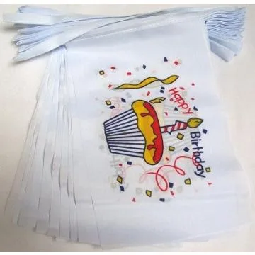 GUIRLANDE 6 mètres 20 DRAPEAUX JOYEUX ANNIVERSAIRE GÍ?TEAU 21x15 cm - DRAPEAU HAPPY BIRTHDAY 15 x 21 cm