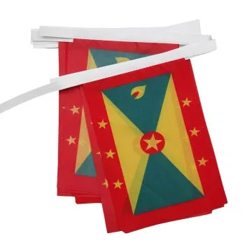 GUIRLANDE 6 mètres 20 DRAPEAUX GRENADE 21x15 cm - DRAPEAU GRENADIN 15 x 21 cm