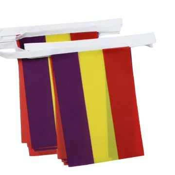 Guirlande 6 mètres 20 Drapeaux Espagnol Républicain 21x15 cm - Drapeau de l\'Espagne républicaine 15 x 21 cm