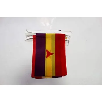 Guirlande 6 mètres 20 Drapeaux Espagnol Républicain Brigades internationales 21x15 cm - Drapeau de l\'Espagne républicaine 15 x 21 cm