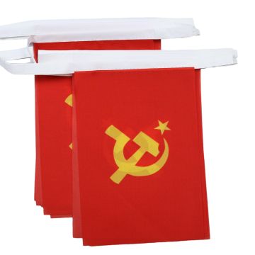 Guirlande 6 mètres 20 Drapeaux URSS logo central 21x15 cm - Drapeau communiste 15 x 21 cm