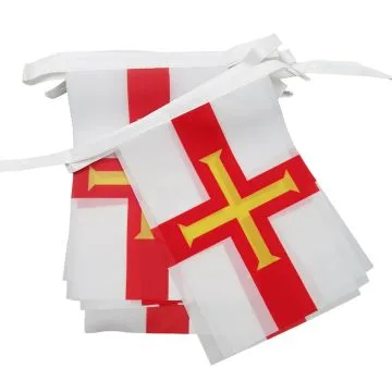 GUIRLANDE 6 mètres 20 DRAPEAUX GUERNESEY 21x15 cm - DRAPEAU ANGLAIS 15 x 21 cm