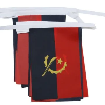 GUIRLANDE 6 mètres 20 DRAPEAUX ANGOLA 21x15 cm - DRAPEAU ANGOLAIS 15 x 21 cm