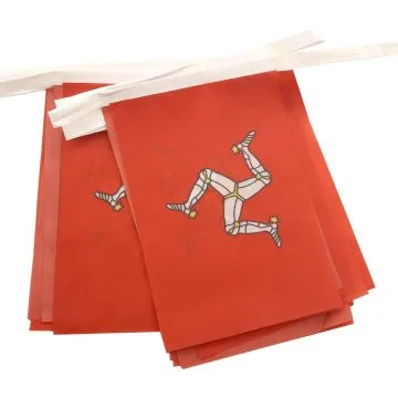 GUIRLANDE 6 mètres 20 DRAPEAUX ILE DE MAN 21x15 cm - DRAPEAU ANGLAIS 15 x 21 cm