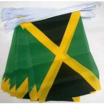 GUIRLANDE 4 mètres 20 DRAPEAUX JAMAÏQUE 15x10 cm - DRAPEAU JAMAÏCAIN 10 x 15 cm
