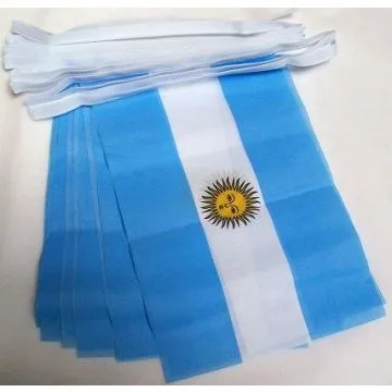 GUIRLANDE 4 mètres 20 DRAPEAUX ARGENTINE 15x10 cm - DRAPEAU ARGENTIN 10 x 15 cm