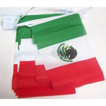 GUIRLANDE 4 mètres 20 DRAPEAUX MEXIQUE 15x10 cm - DRAPEAU MEXICAIN 10 x 15 cm