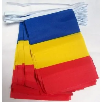 GUIRLANDE 4 mètres 20 DRAPEAUX ROUMANIE 15x10 cm - DRAPEAU ROUMAIN 10 x 15 cm