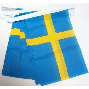 GUIRLANDE 4 mètres 20 DRAPEAUX SUÈDE 15x10 cm - DRAPEAU SUÉDOIS 10 x 15 cm