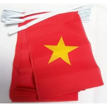 GUIRLANDE 4 mètres 20 DRAPEAUX VIETNAM 15x10 cm - DRAPEAU VIETNAMIEN 10 x 15 cm