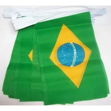 GUIRLANDE 4 mètres 20 DRAPEAUX BRÉSIL 15x10 cm - DRAPEAU BRÉSILIEN 10 x 15 cm