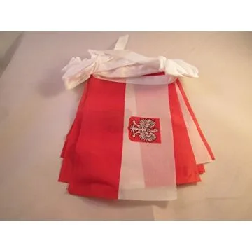 GUIRLANDE 4 mètres 20 DRAPEAUX POLOGNE AVEC AIGLE 15x10 cm - DRAPEAU POLONAIS 10 x 15 cm