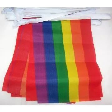 GUIRLANDE 4 mètres 20 DRAPEAUX ARC-EN-CIEL 15x10 cm - DRAPEAU GAY 10 x 15 cm