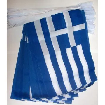 GUIRLANDE 4 mètres 20 DRAPEAUX GRÈCE 15x10 cm - DRAPEAU GREC 10 x 15 cm
