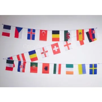 GUIRLANDE 10 mètres 24 DRAPEAUX EURO 2016 DE FOOTBALL 30x20 cm - DRAPEAU CHAMPIONNAT D\'EUROPE DE FOOTBALL 20 x 30 cm