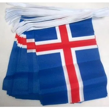 Guirlande 12 mètres 20 Drapeaux Islande 45x30 cm - Drapeau islandais 30 x 45 cm