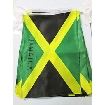 GUIRLANDE 12 mètres 20 DRAPEAUX JAMAÏQUE 45x30 cm - DRAPEAU JAMAÏCAIN 30 x 45 cm