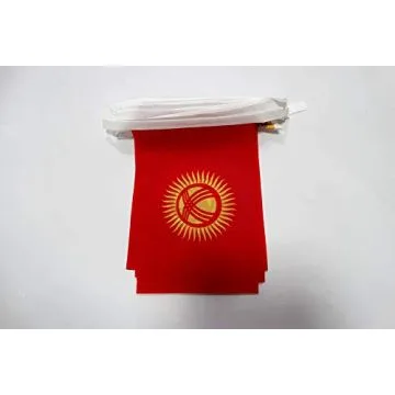 Guirlande 12 mètres 20 Drapeaux Kirghizstan 45x30 cm - Drapeau kirghiz 30 x 45 cm