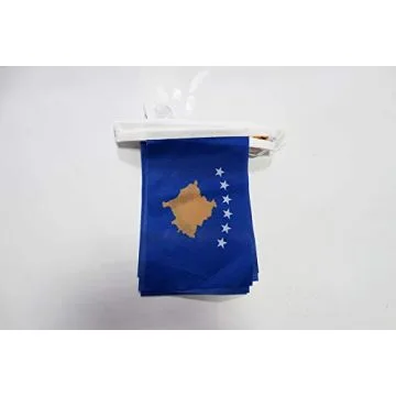 Guirlande 12 mètres 20 Drapeaux Kosovo 45x30 cm - Drapeau kosovard 30 x 45 cm