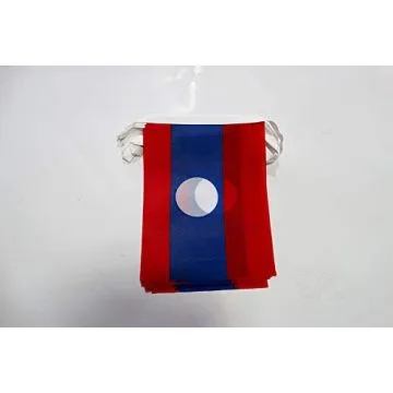 Guirlande 12 mètres 20 Drapeaux Laos 45x30 cm - Drapeau laosien 30 x 45 cm